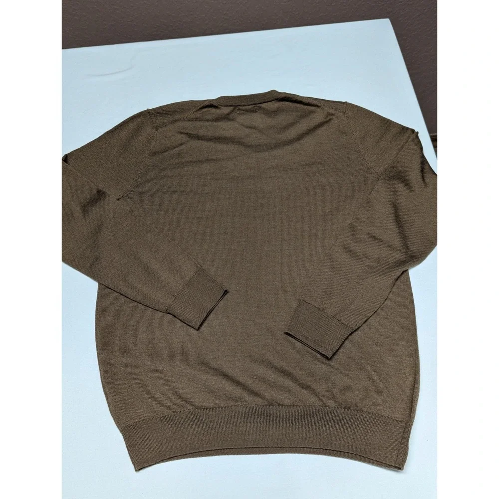 Jos A Bank Traveler Performance Merino Wool V-Neck Sweater Brown Mens Medium NEW